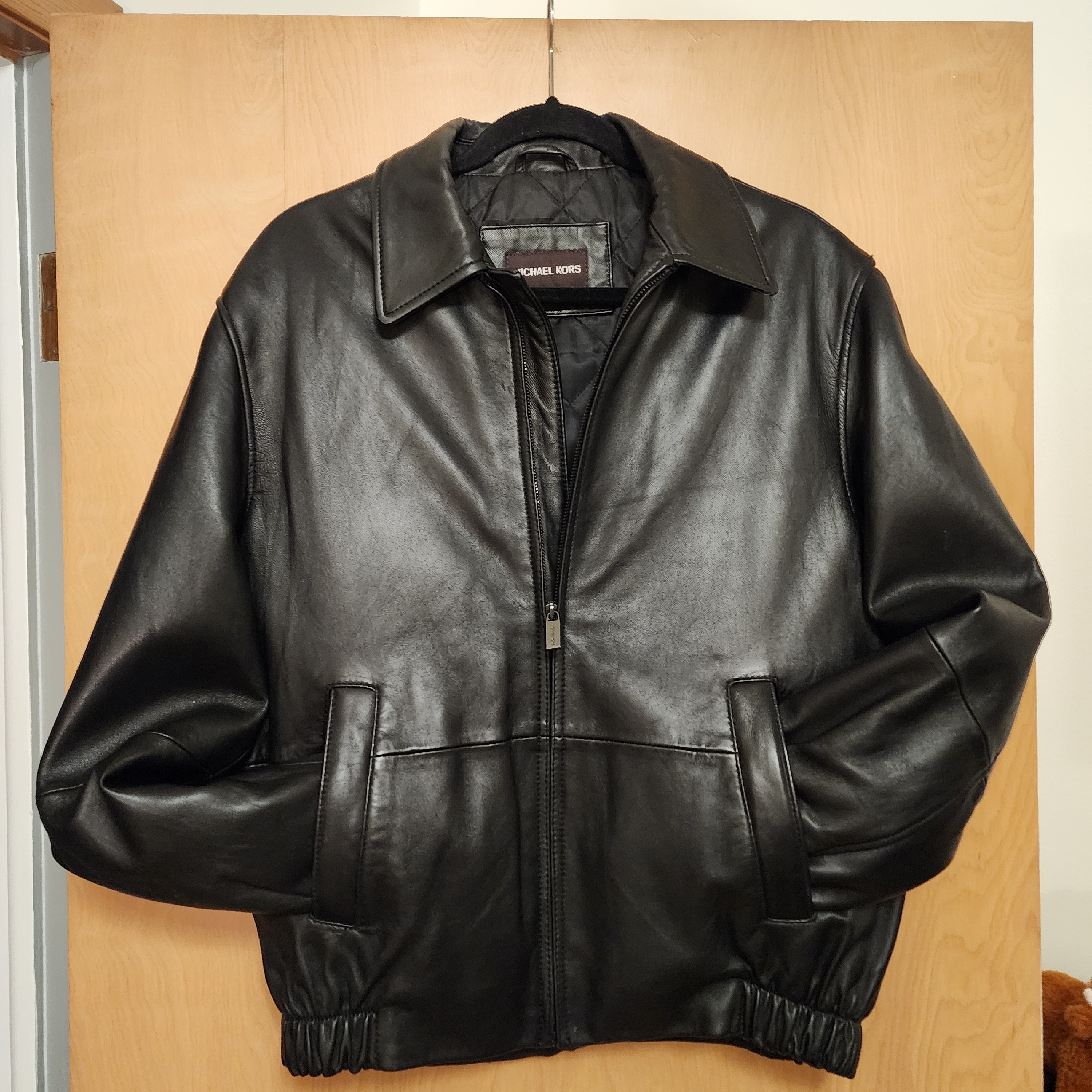 Michael Kors Authentic Leather Jacket, Black, M